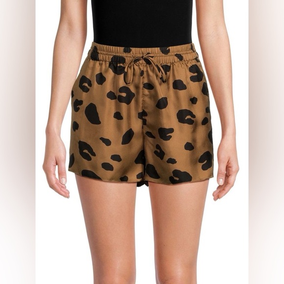 NWT! THEORY Leopard Silk Shorts size Large L